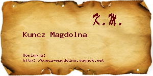 Kuncz Magdolna névjegykártya